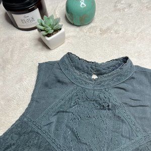 American Eagle | Dark Teal High Neck Lace Tank